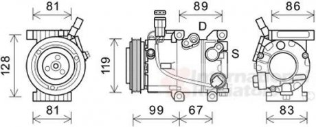 Компресор кондиціонера IX35/KIA SPORTAGE 1.7CRDi Van Wezel 8200K414 (фото 1)