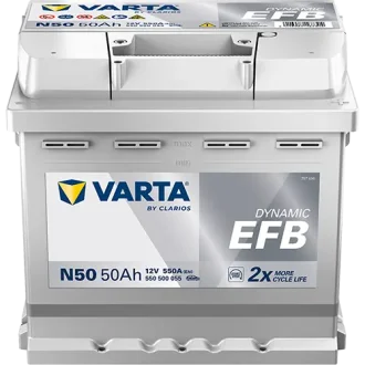 Акумулятор 12В 50Агод./550А (EN) Dynamic EFB START&STOP EFB (R+ стандартні клеми) 207x175x190 B13 - монтажний фланець 10.5мм (пусковий/efb) VARTA 550500055K262
