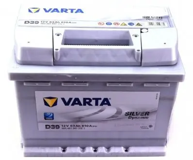 Акумуляторна батарея 63Ah/610A (242x175x190/+L/B13) Silver Dynamic D39 563401061 3162 VARTA 5634010613162