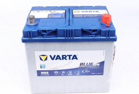Аккумуляторная батарея 65Ah/650A (232x173x225/+R/B00) (Start-Stop EFB) Blue Dynamic N65 Азия VARTA 565501065 D842 (фото 1)