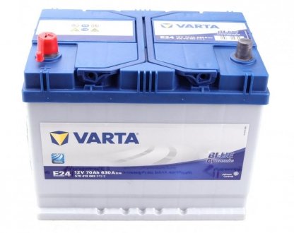 Аккумуляторная батарея 70Ah/630A (261x175x220/+L/B01) Blue Dynamic E24 Азия VARTA 570413063 3132 (фото 1)