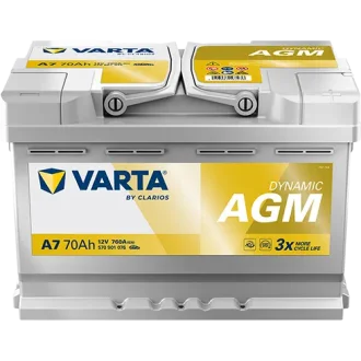 Акумулятор 12В 70Агод./760А (EN) Dynamic AGM START&STOP AGM (R+ стандартні клеми) 278x175x189 B13 - монтажний фланець 10.5мм (agm) VARTA 570901076K262