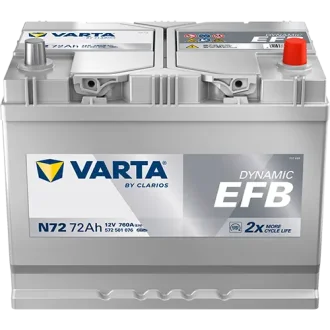 Акумулятор 12В 72Агод./760А (EN) Dynamic EFB START&STOP EFB (R+) 261x175x220 B01 - монтажний фланець 10.5мм VARTA 572501076K262