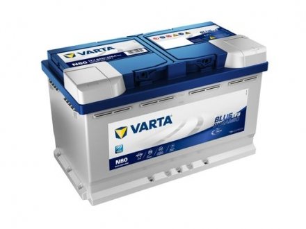 Акумуляторна батарея 80Ah/800A (315x175x190/+R/B13) (Start-Stop EFB) Blue Dunamic N80 VARTA 580500080 D842 (фото 1)