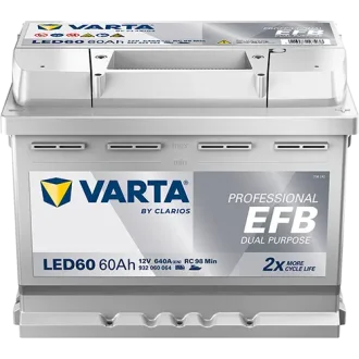 Акумулятор 12В 60Агод. PROFESSIONAL DUAL PURPOSE EFB R+ 242x175x190мм, B13 - монтажний фланець 10.5мм подвійного призначення/efb VARTA 932060064K312