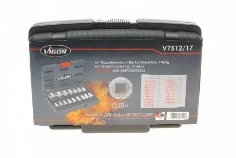 Набор головок 6-ти гранных 1/2" (16шт.)) VIGOR V7512/17