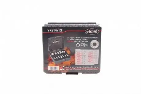 Набор головок 12-ти гранных 1/4" (13 шт.)) VIGOR V7514/13