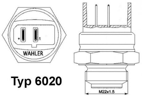 Термовыключатель вентилятора радиатора. Термовыключатель вентилятора радиатора WAHLER 602095D (фото 1)