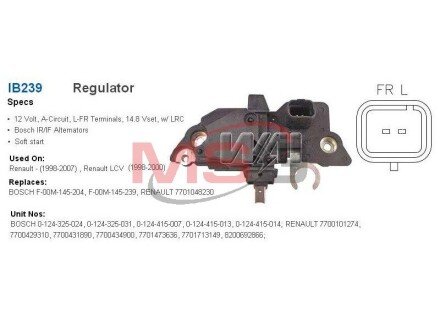 Регулятор генератора WAI IB239