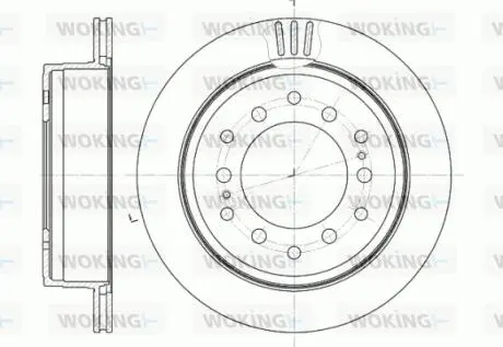 Тормозной диск зад. Cruiser 300/80/90/Prado/Lexus GX 01-10 3.0-4.7 WOKING D6956.10