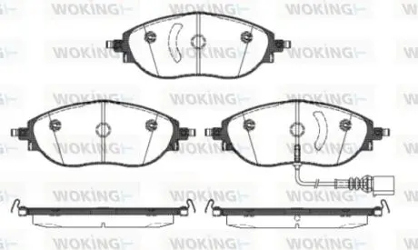 Гальмівні колодки перед. VW Passat 10-/Skoda Octavia 12- (TRW) з датчиком WOKING P15703.01