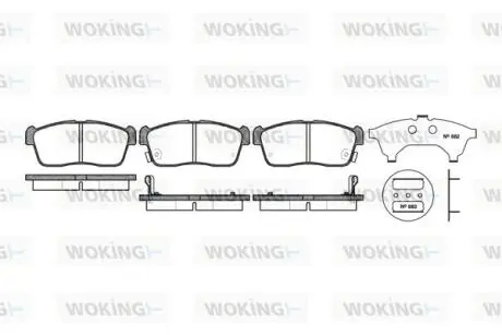 Тормозные колодки передние Chevrolet Cruze /Subaru Justy /Suzuki Ignis /Nissan Pixo 1.0-2.5 00- WOKING P6243.02 (фото 1)