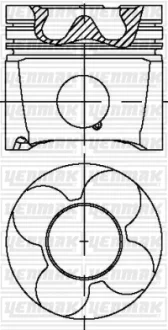 Поршень с кольцами і пальцем на 4/5/6цил. (размер отв. 78.81/+0,50) VW, AUDI, SKODA 2,5TDI 00- (AKE, BFC, AYM, BCZ Euro3) YENMAK 31-04332-050