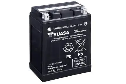 МОТО 12V 12,6Ah High Performance MF VRLA Battery AGM YTX14AH-BS) YUASA YTX14AHBS