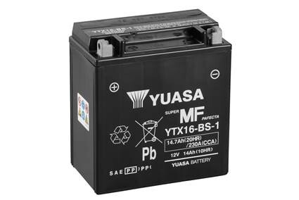 МОТО 12V 14,7Ah 230A (150x87x161) MF VRLA Battery YUASA YTX16-BS-1 (фото 1)