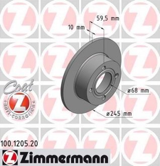 Тормозной диск ZIMMERMANN 100120520 (фото 1)
