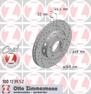 Тормозной диск ZIMMERMANN 100123952 (фото 1)