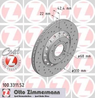 Тормозной диск ZIMMERMANN 100331152