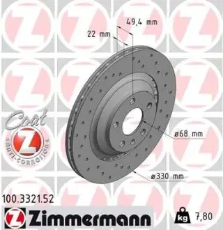 Тормозной диск ZIMMERMANN 100332152