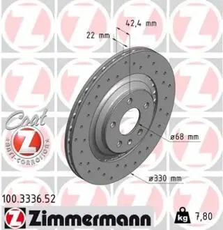 Тормозной диск ZIMMERMANN 100333652
