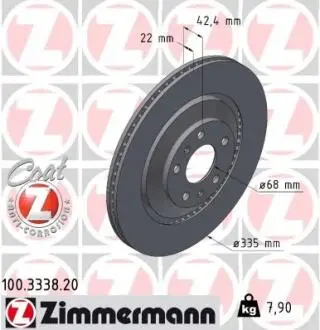 Диск тормозной ZIMMERMANN 100.3338.20
