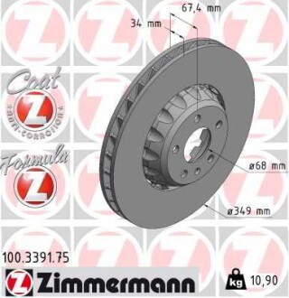 Диск гальмівний ZIMMERMANN 100339175