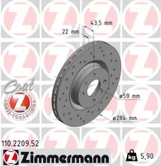Гальмівний диск ZIMMERMANN 110220952