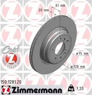 Диск тормозной ZIMMERMANN 150.1281.20