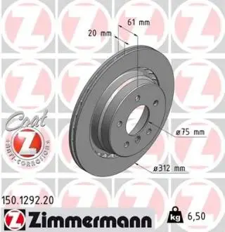 Тормозной диск ZIMMERMANN 150129220