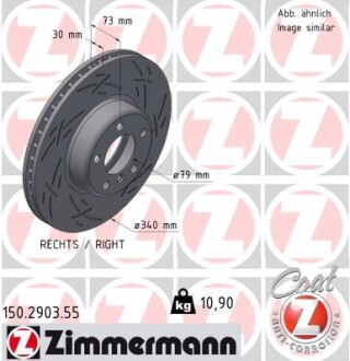 Диск тормозной (передний) BMW 1 (F20/F21)/ 3 (F30/F31)/ 4 (F36) 11- (340x30) PRO+ ZIMMERMANN 150290355