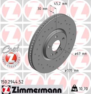 Диск гальмівний MINI COOPER S 13- ZIMMERMANN 150294452