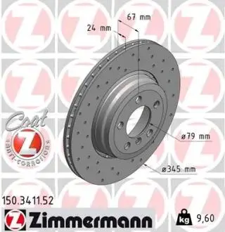 Диск тормозной ZIMMERMANN 150.3411.52