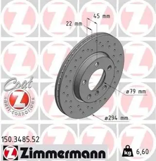 Тормозной диск ZIMMERMANN 150348552