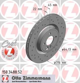 Тормозной диск ZIMMERMANN 150348852