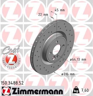 Тормозной диск ZIMMERMANN 150348852