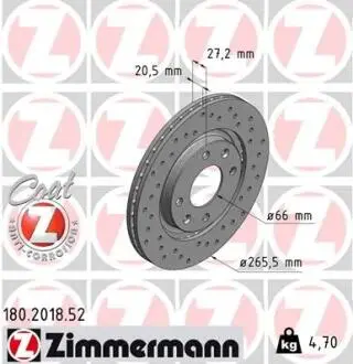 Гальмівний диск ZIMMERMANN 180201852
