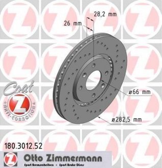 Тормозной диск ZIMMERMANN 180301252 (фото 1)