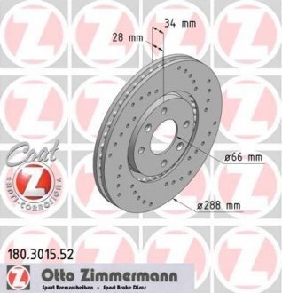Тормозной диск ZIMMERMANN 180301552 (фото 1)