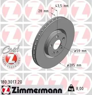 Тормозной диск ZIMMERMANN 180301720