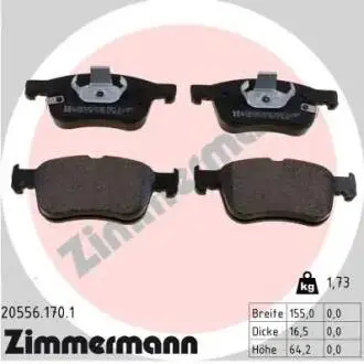 Тормозные колодки (передние) Ford Focus/Kuga 1.0-2.0 EcoBoost18-(Ate) ZIMMERMANN 20556.170.1