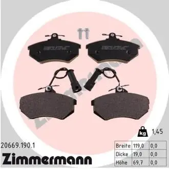 Тормозные колодки, дисковый тормоз.) ZIMMERMANN 206691901