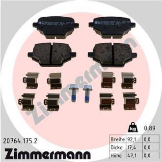 Тормозные колодки (задние) Opel Combo 18-/Citroen Berlingo/Peugeot Partner 18- (TRW) ZIMMERMANN 20764.175.2