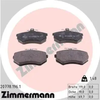 Гальмівні колодки, дискове гальмо (набір) ZIMMERMANN 207781961