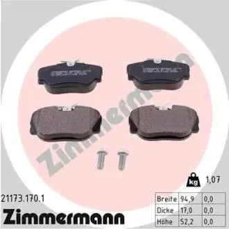 Тормозные колодки, дисковый тормоз.) ZIMMERMANN 211731701