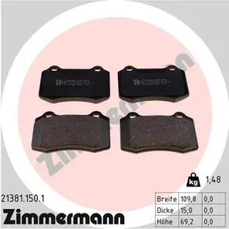 Гальмівні колодки, дискове гальмо (набір) ZIMMERMANN 213811501
