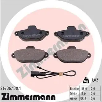 Гальмівні колодки, дискове гальмо (набір) ZIMMERMANN 214361701