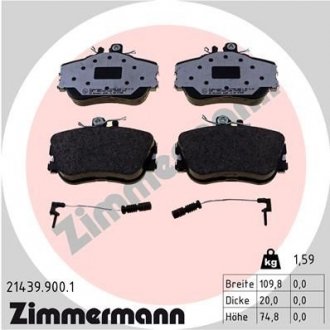 Тормозные колодки (передние) MB C-class (W202) 93-00 ZIMMERMANN 214399001 (фото 1)