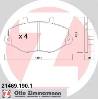Тормозные колодки, дисковый тормоз.) ZIMMERMANN 214691901