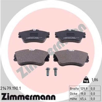 Гальмівні колодки, дискове гальмо (набір) ZIMMERMANN 214791901