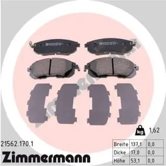 Гальмівні колодки, дискове гальмо (набір) ZIMMERMANN 215621701